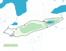 Load image into Gallery viewer, Lake Erie Map Print - Bathymetry Map
