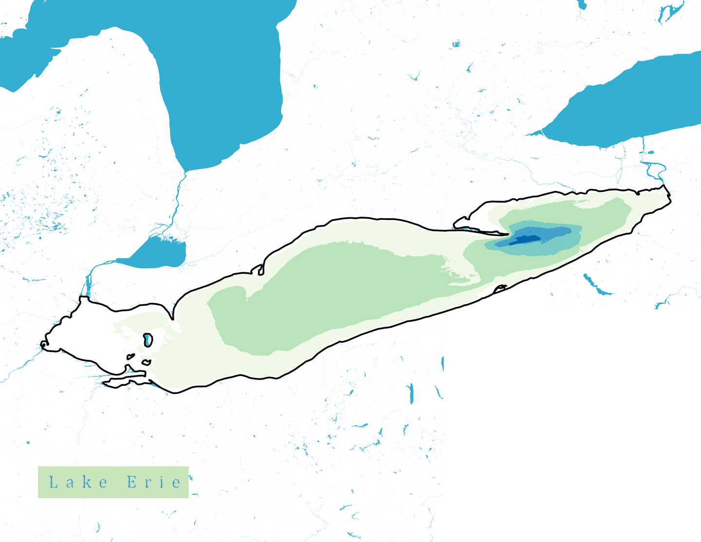 Lake Erie Map Print - Bathymetry Map