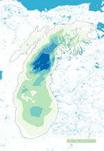 Load image into Gallery viewer, Lake  Michigan Map Print - Bathymetry Map
