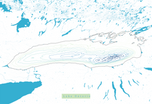 Load image into Gallery viewer, Lake Ontario Map Print - Bathymetry Map

