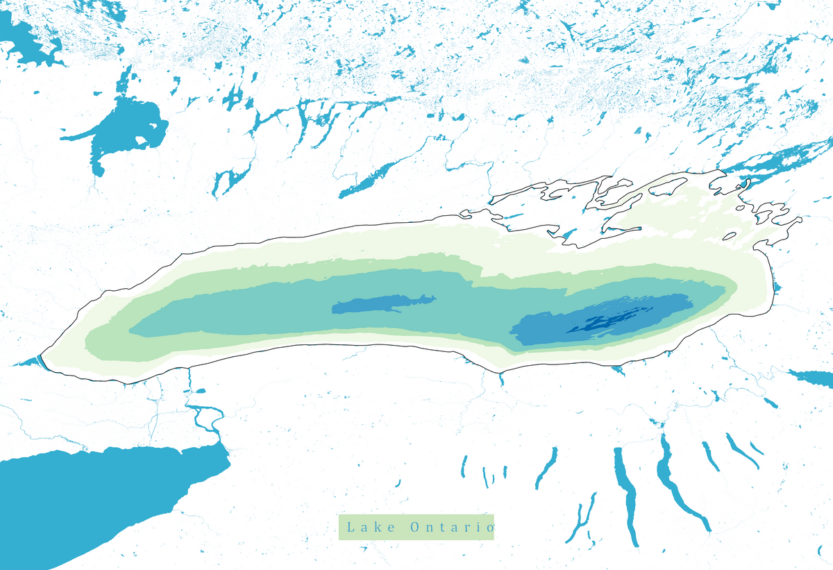 Lake Ontario Map Print - Bathymetry Map – Akiseo