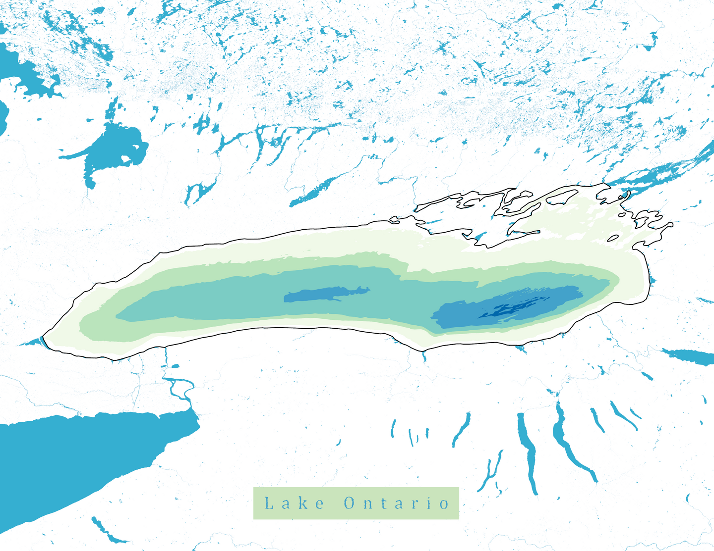 Lake Ontario Map Print - Bathymetry Map