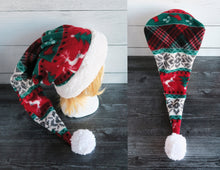 Load image into Gallery viewer, Plaid Santa Sherpa Hat
