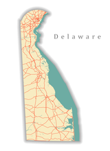 Load image into Gallery viewer, Deleware State Map Print
