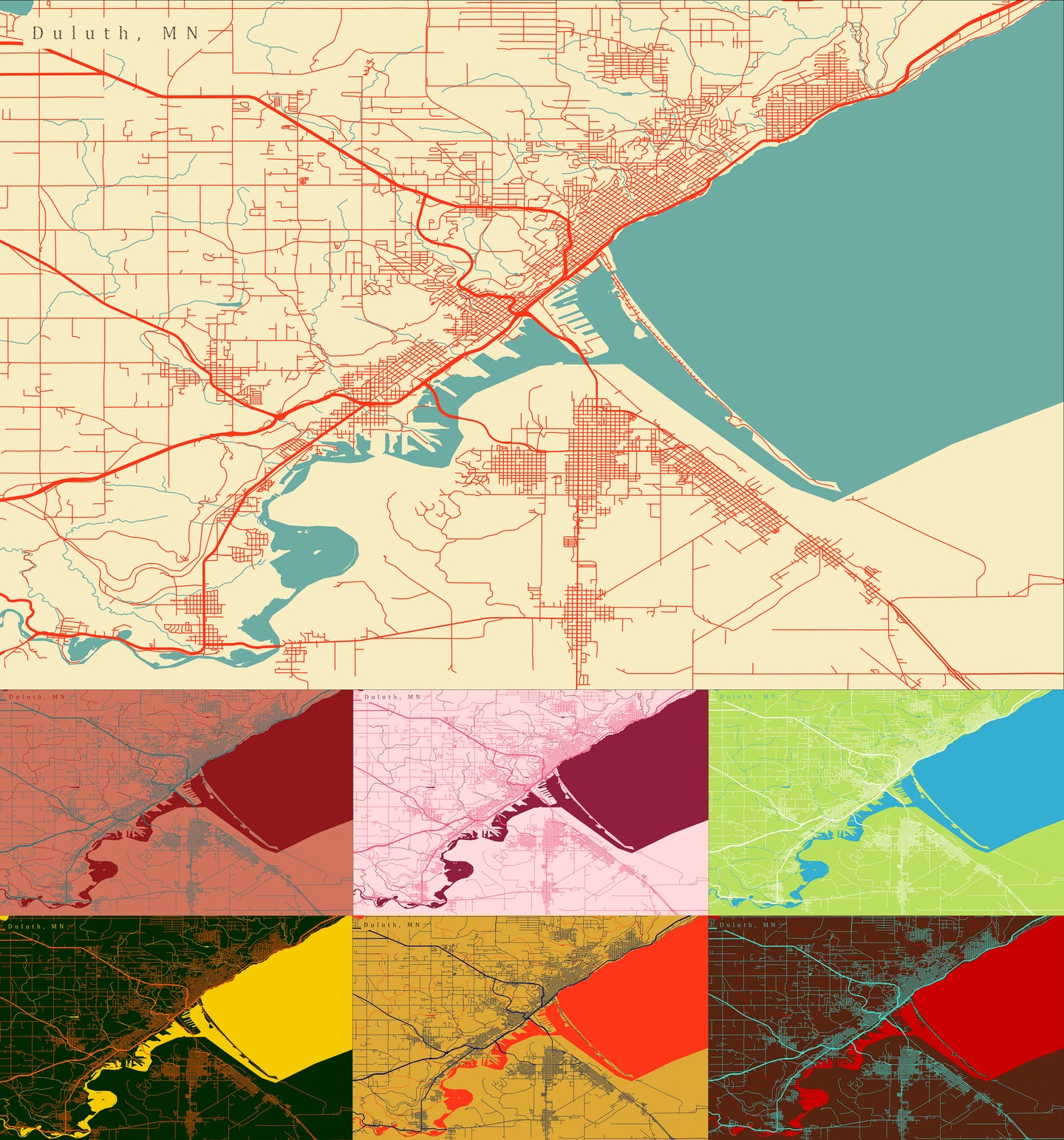 Duluth City Map Print