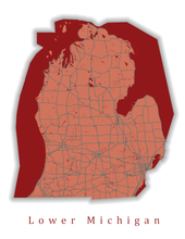 Load image into Gallery viewer, Lower Michigan State Map Print
