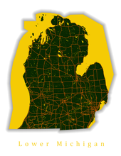 Load image into Gallery viewer, Lower Michigan State Map Print
