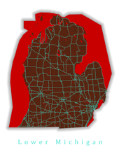 Load image into Gallery viewer, Lower Michigan State Map Print
