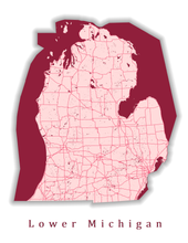 Load image into Gallery viewer, Lower Michigan State Map Print
