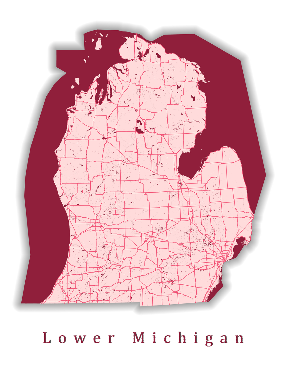 Lower Michigan State Map Print – Akiseo