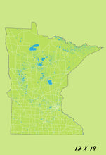 Load image into Gallery viewer, Minnesota State Map Print
