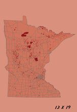 Load image into Gallery viewer, Minnesota State Map Print
