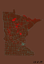 Load image into Gallery viewer, Minnesota State Map Print
