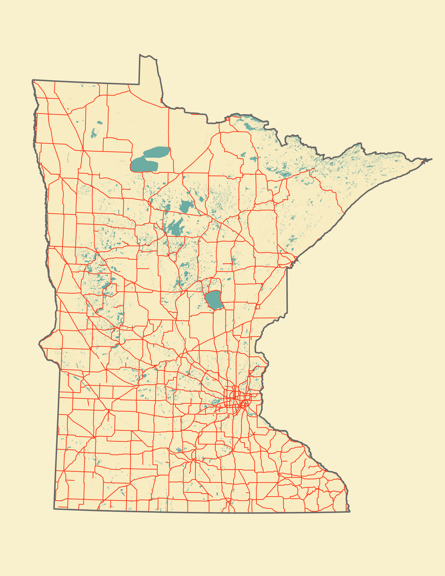 Minnesota State Map Print