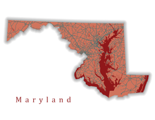 Load image into Gallery viewer, Maryland State Map Print
