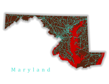 Load image into Gallery viewer, Maryland State Map Print
