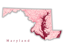 Load image into Gallery viewer, Maryland State Map Print
