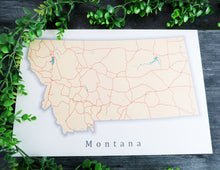 Load image into Gallery viewer, Montana State Map Print
