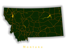 Load image into Gallery viewer, Montana State Map Print
