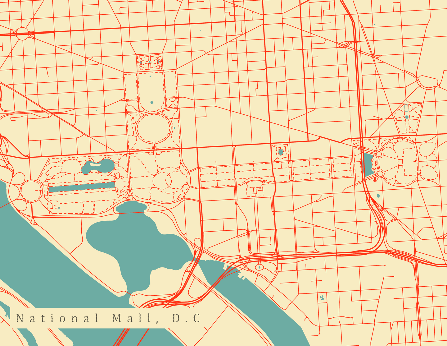National Mall, Washington D.C. Map Print