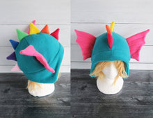Load image into Gallery viewer, Rainbow Fin Dragon Fleece Hat
