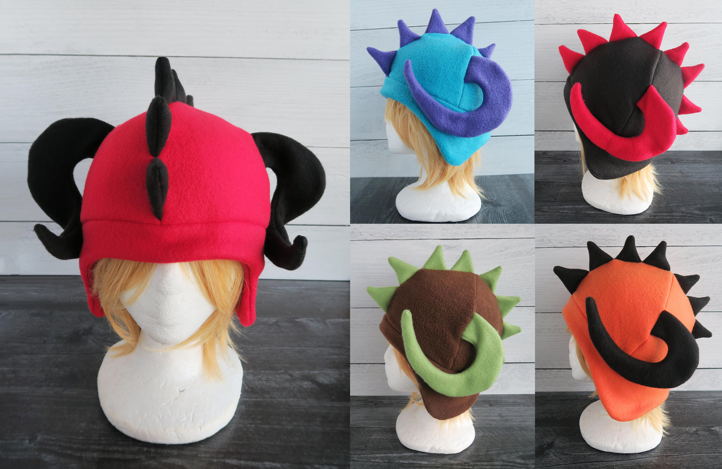 Curled Horn Dragon Fleece Hat