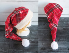 Load image into Gallery viewer, Plaid Santa Sherpa Hat
