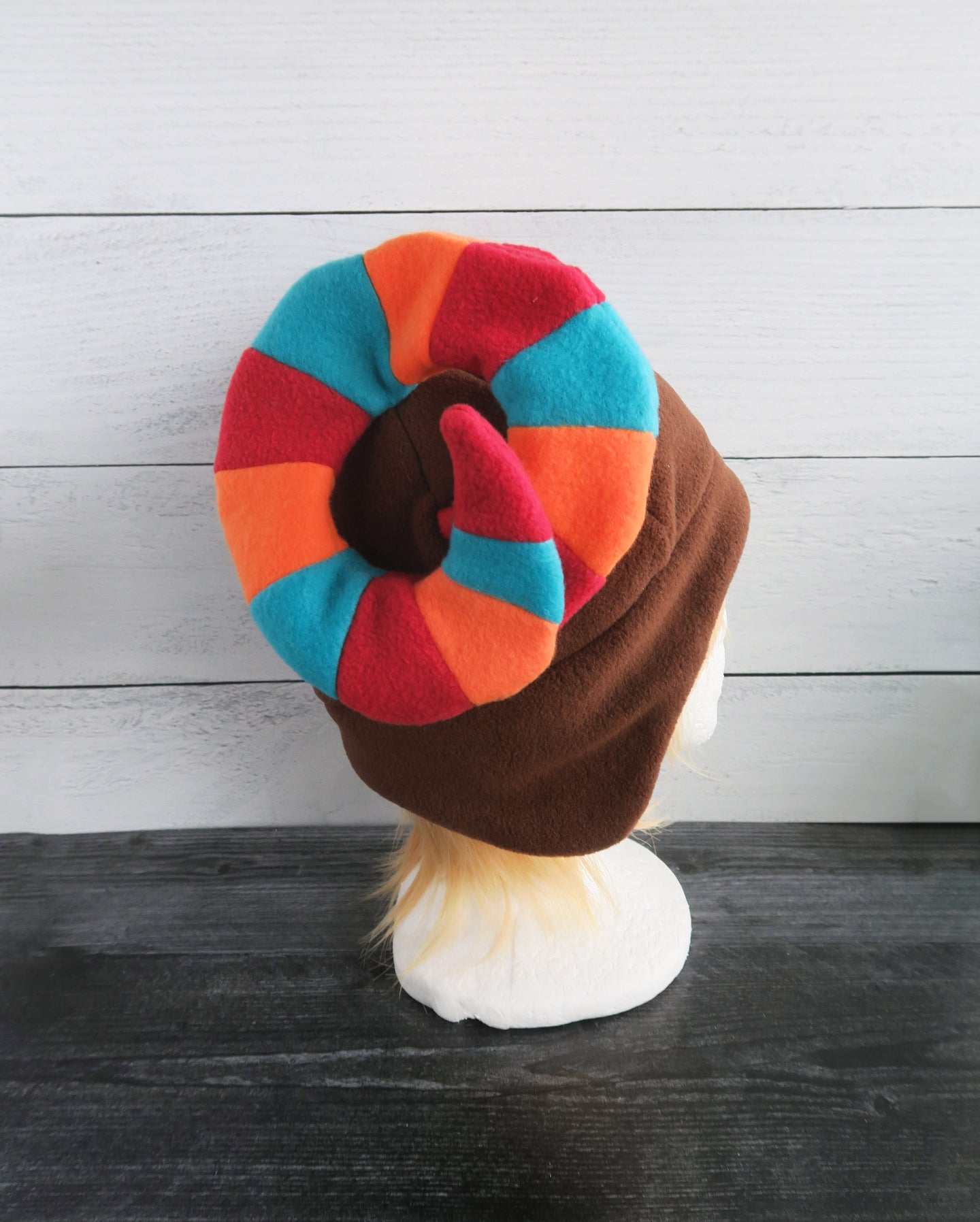 Custom Sheep Tri-Color Horns - Fleece Hat