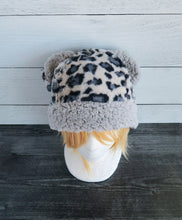 Load image into Gallery viewer, Snow Leopard Fleece Hat - Sherpa Hat
