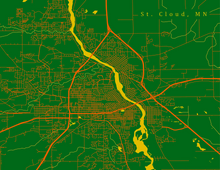 Load image into Gallery viewer, St. Cloud, MN City Map Print

