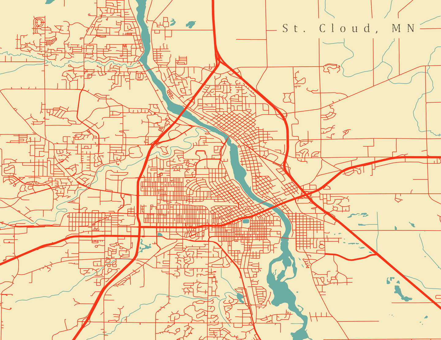 St. Cloud, MN City Map Print
