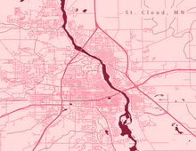 Load image into Gallery viewer, St. Cloud, MN City Map Print
