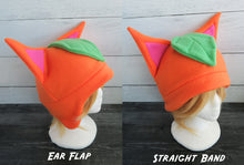 Load image into Gallery viewer, Orange Cat with Ear Cut Out Fleece Hat - Ready to Ship Halloween Costume
