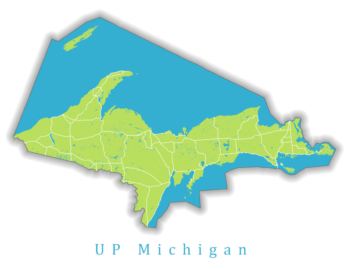 Upper Peninsula Michigan State Map Print – Akiseo