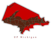 Load image into Gallery viewer, Upper Peninsula Michigan State Map Print
