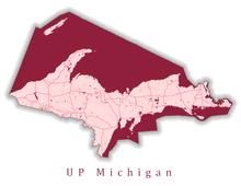 Load image into Gallery viewer, Upper Peninsula Michigan State Map Print
