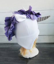 Load image into Gallery viewer, Purple Unicorn Fleece Hat
