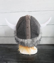 Load image into Gallery viewer, Wolf Fur Vikings Helmet Fleece Hat
