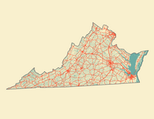 Load image into Gallery viewer, Virginia Map Print
