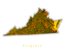 Load image into Gallery viewer, Virginia Map Print
