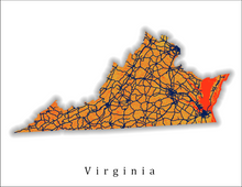 Load image into Gallery viewer, Virginia Map Print
