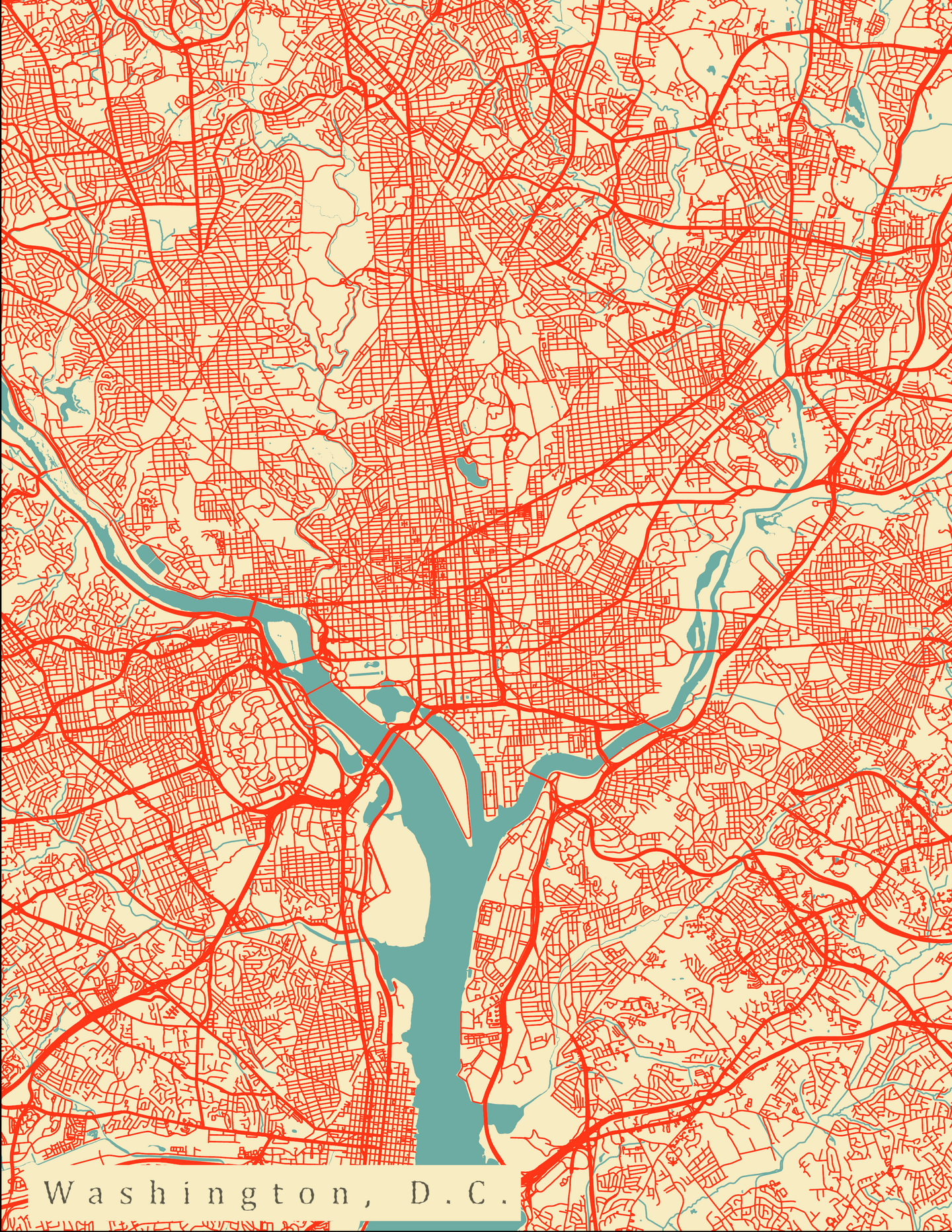 Washington D.C. City Map Print