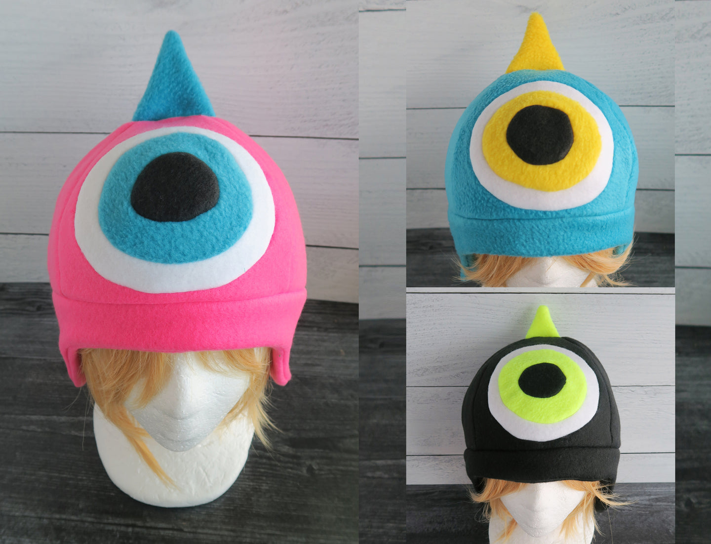 One Horned Monster Hat - One Eye Monster Horns Fleece Hat