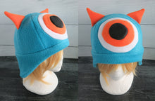 Load image into Gallery viewer, Two Horned Monster Hat - One Eye Monster Horns Fleece Hat - Ready to Ship Halloween Costume
