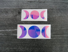 Load image into Gallery viewer, Moon Phase Sailor Moon Boho Cresent Moon decal holographic blue
