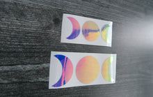 Load image into Gallery viewer, Moon Phase Sailor Moon Boho Cresent Moon decal  holographic blue
