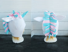 Load image into Gallery viewer, Cotton Candy Unicorn Fleece Hat - Ready to Ship Halloween Costume

