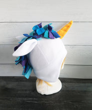 Load image into Gallery viewer, Peacock Unicorn Fleece Hat - Ready to Ship Halloween Costume
