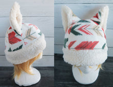 Load image into Gallery viewer, Boho Arrow Cat Fleece Hat - Sherpa Hat
