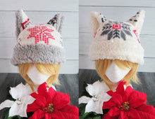 Load image into Gallery viewer, Aspen Christmas Cat Fleece Hat - Sherpa Hat
